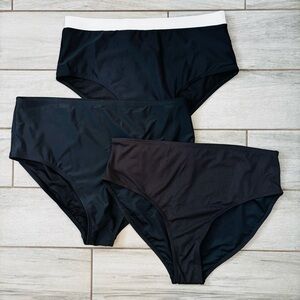Bundle Lot of 3 Women’s Black High-Waist Swim Bottoms XXL NWT